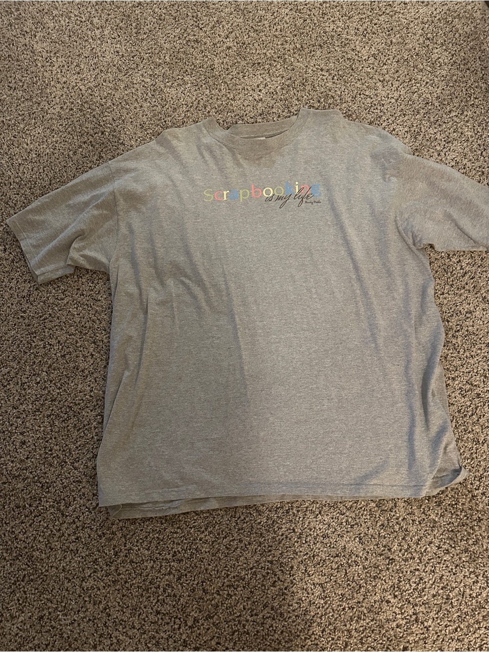 Gray Graphic Tee with Colorful 'scrapbookin' Logo